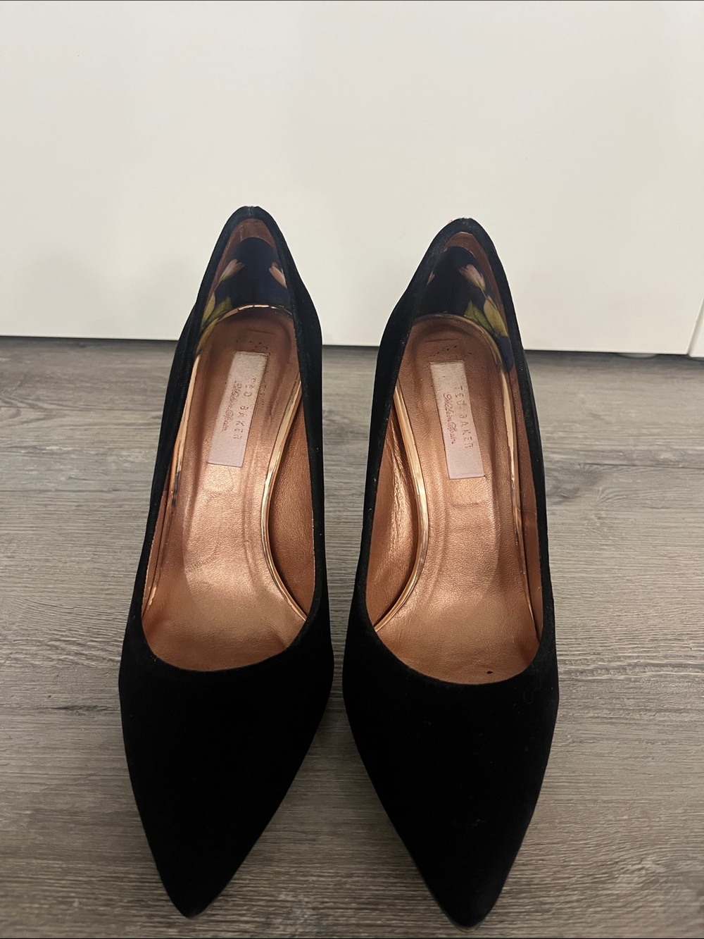 Ted Baker Women’s Heels - Velvet Black with Gem and Gold Details